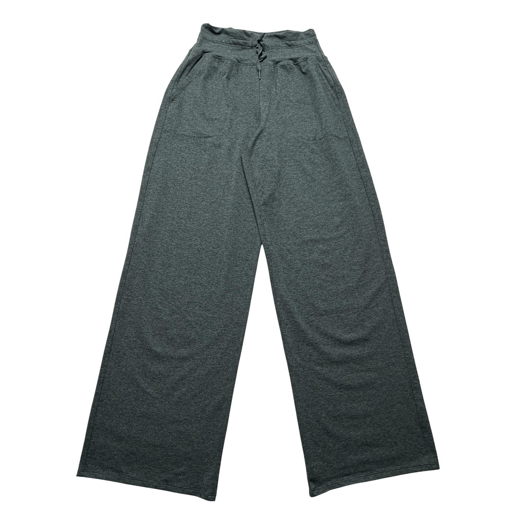 Spanx Wide Leg Sweatpants Womens XS Gray Jersey Drawstring Elastic Waist Pockets